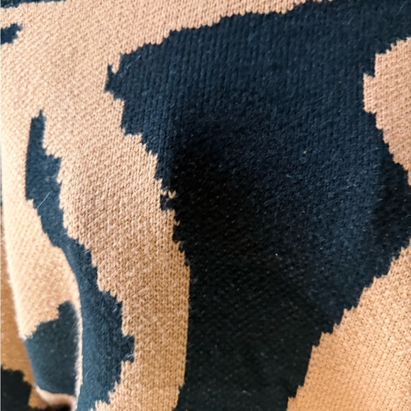 Black Tan Sweater cropped cowl neck pullover sweater top long sleeve tiger - Picture 6 of 9